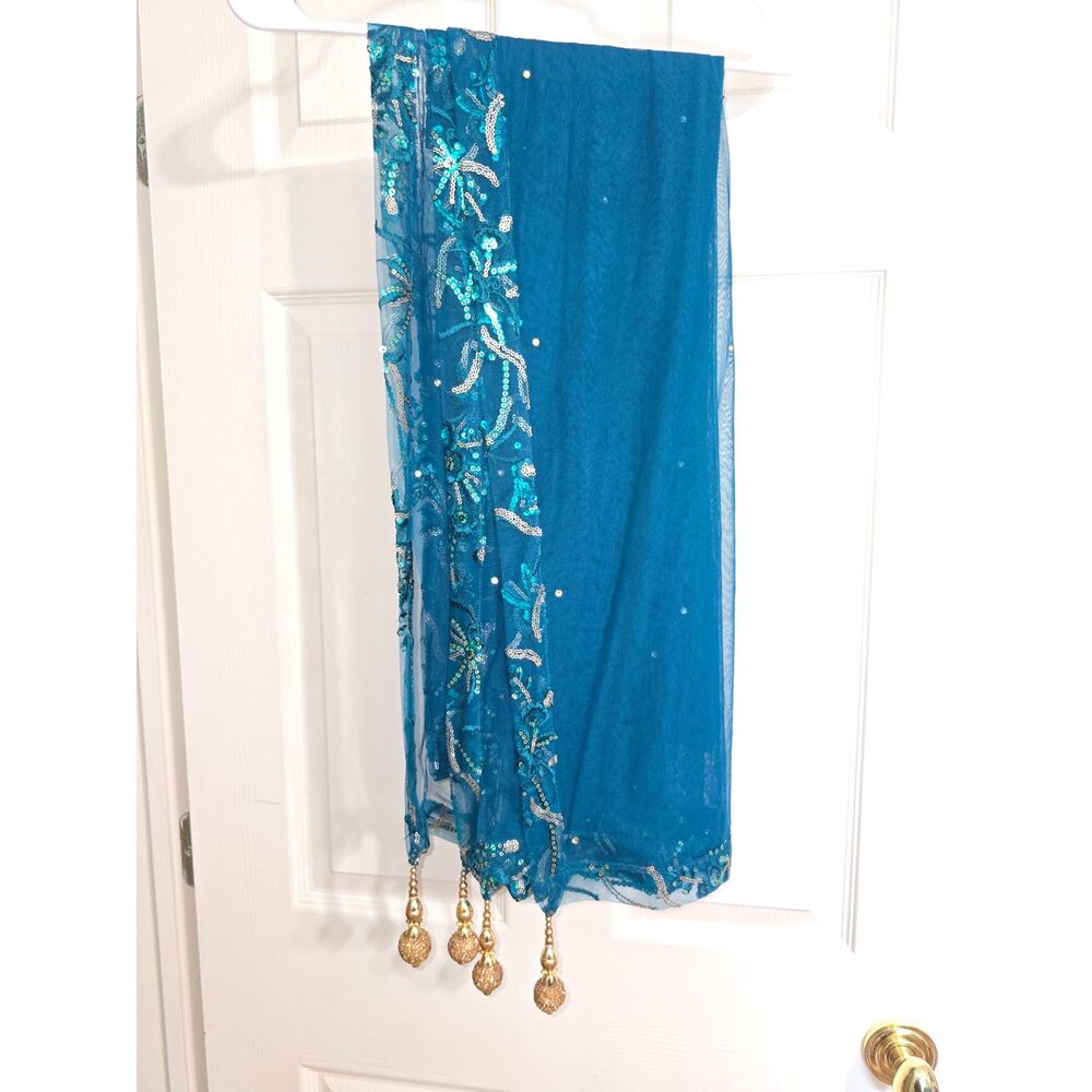 Anarkali Flared Gown - Teal - Picture 9 of 12
